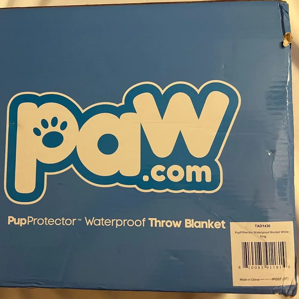 PupProtector Waterproof Throw Blanket - White with Brown Accents LARGE